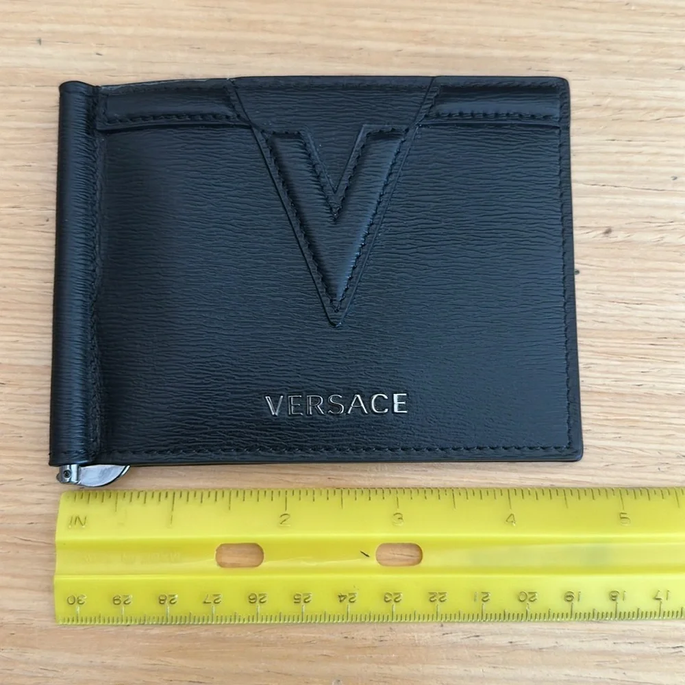 Versace black wallet w/ money clip